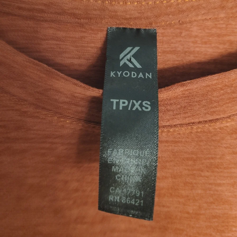 Kyodan Xsmall Ultra Soft Burnt Orange Long Sleeve Crew Neck Top - Picture 3 of 5